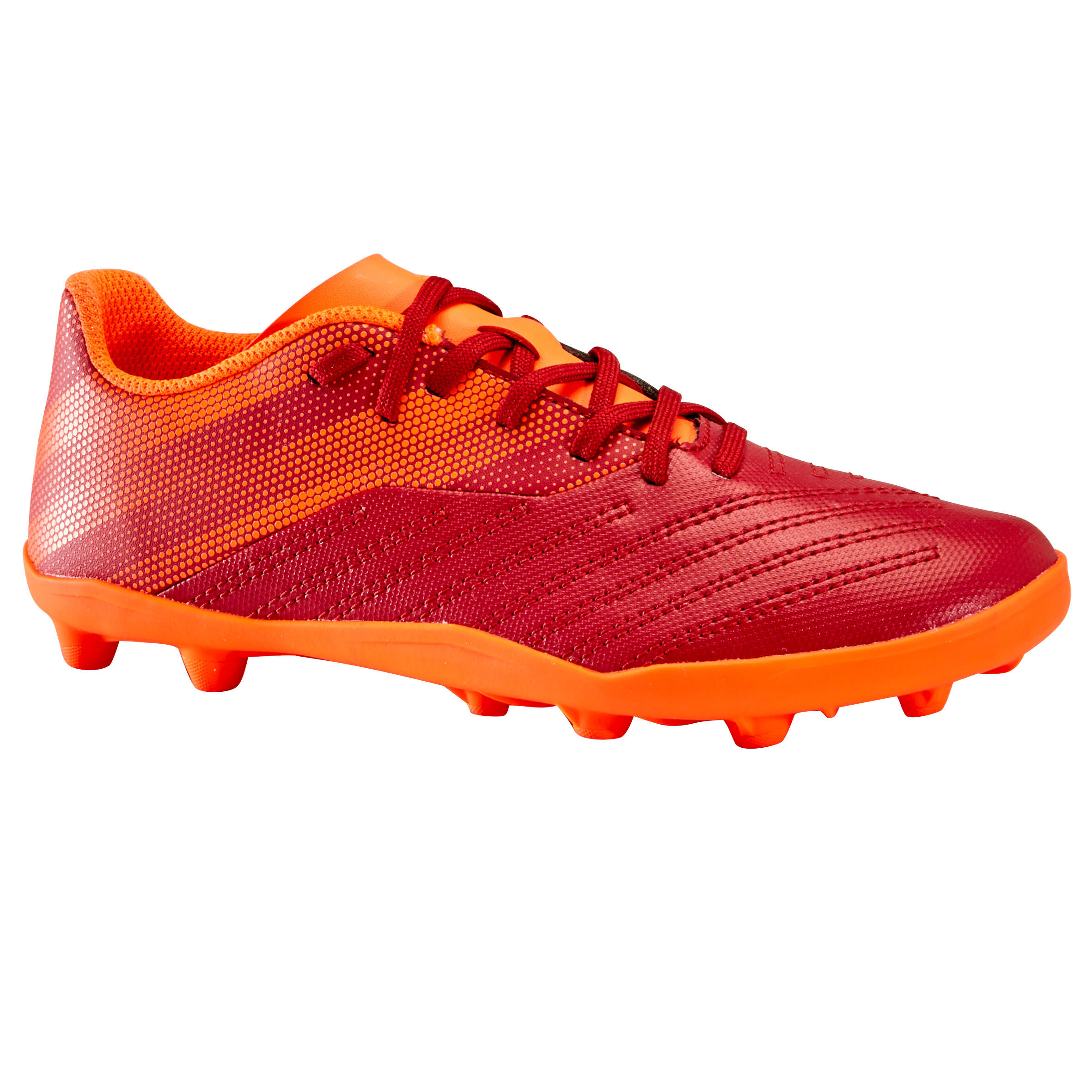 KIPSTA Kids' Lace-up Firm Ground Football Boots Agility 140 FG - Burgundy/Orange