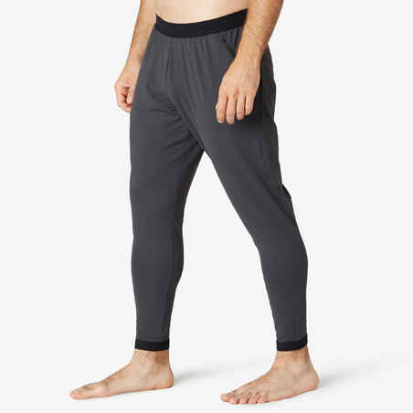 Men's Fitted Synthetic Jogging Fitness Bottoms 900 - Carbon Grey