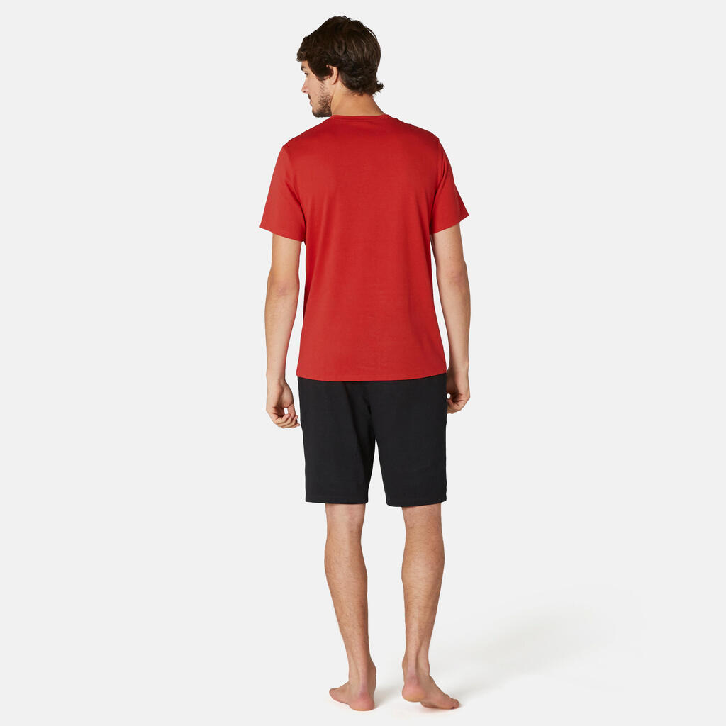 T-shirt fitness manches courtes droit col rond coton homme - 500 noisette