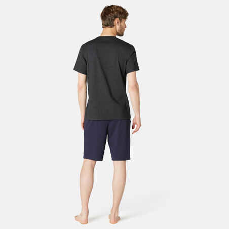 Camiseta fitness manga corta algodón extensible Hombre Domyos gris oscuro