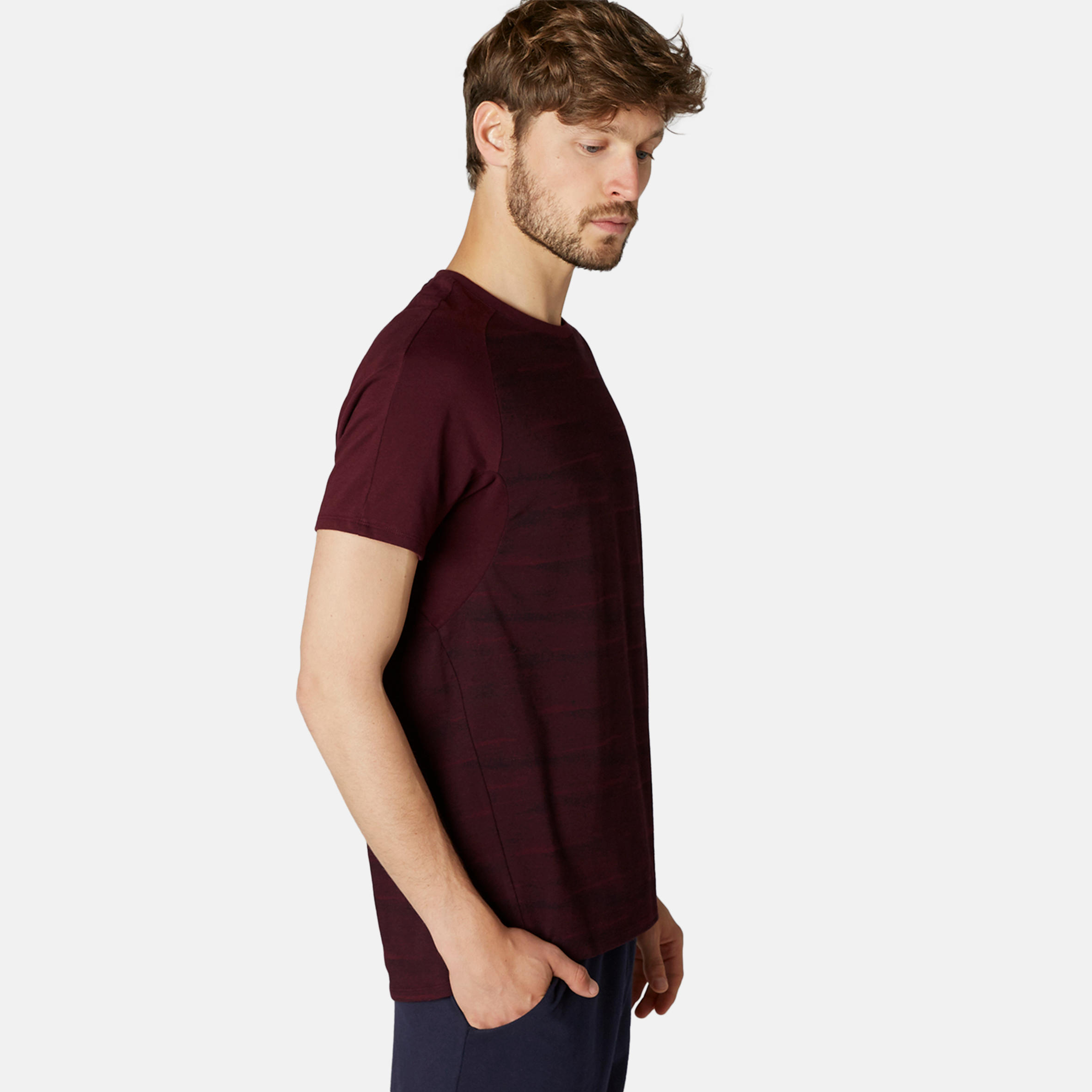 

Men's Gym T-Shirt Regular Fit 520 - Burgundy Pattern -  By NYAMBA | Decathlon, Red