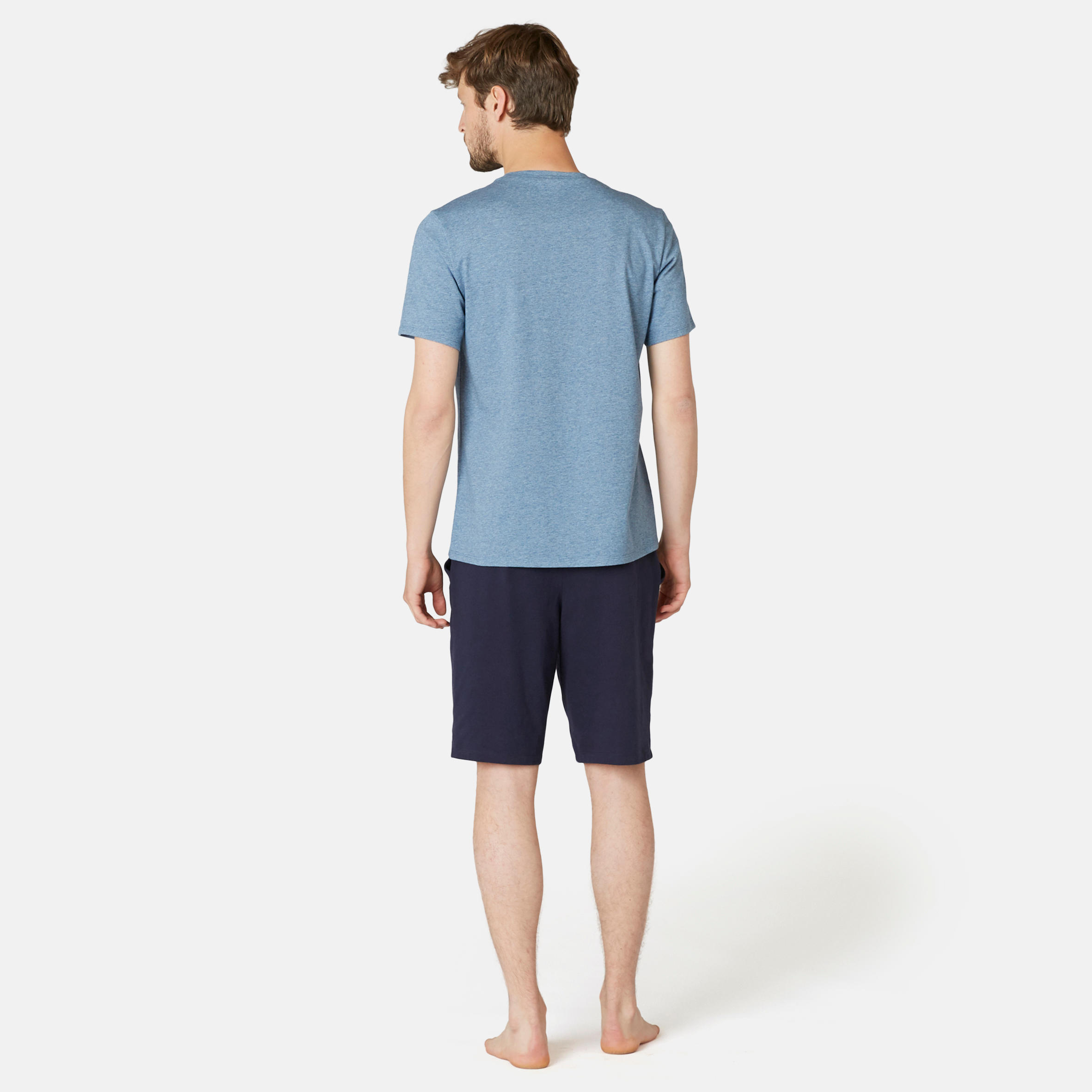 Samarreta Fitness 500 Home Blau Màniga Curta Recta Cotó Coll Rodó 10/14