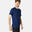 Camiseta fitness manga corta algodón extensible Hombre Domyos azul oscuro