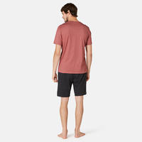 T-shirt fitness manches courtes slim coton extensible col rond homme bordeaux