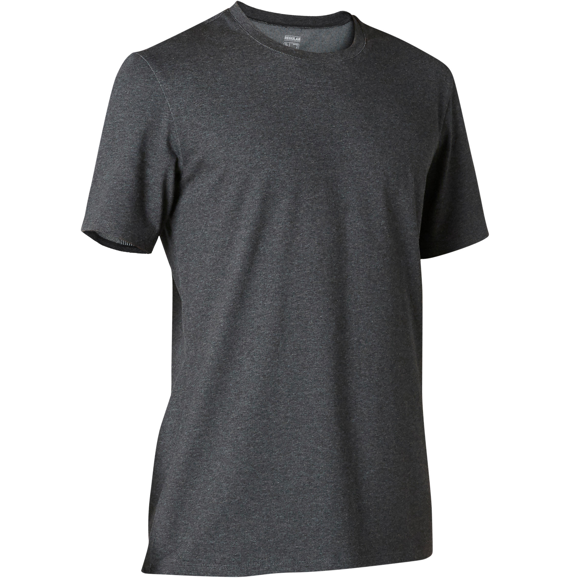 Men's Short-Sleeved Straight-Cut Crew Neck Cotton Fitness T-Shirt 500 - Grey 17/21