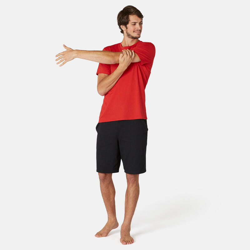 T-shirt uomo fitness 500 regular misto cotone rossa