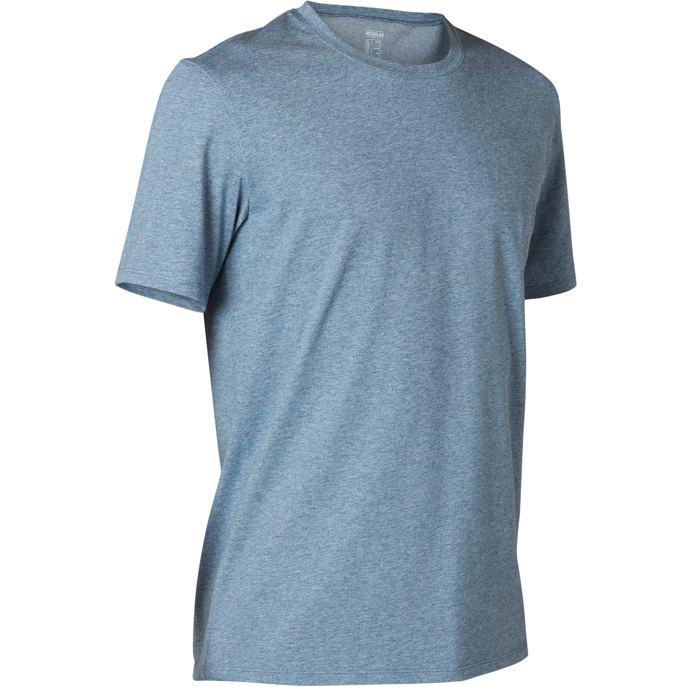 Samarreta Fitness 500 Home Blau Màniga Curta Recta Cotó Coll Rodó 9/14