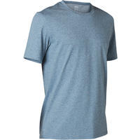 T-shirt fitness manches courtes coton extensible col rond homme bleu