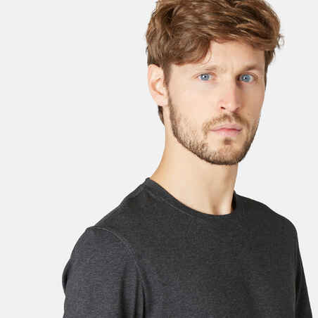 Vyriški trumparankoviai medvilniniai kūno rengybos marškinėliai „500“, pilki