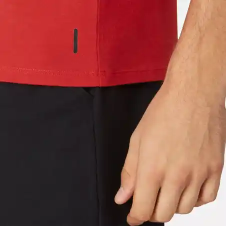 Men's Short-Sleeved Straight-Cut Crew Neck Cotton Fitness T-Shirt 500 - Garnet Red