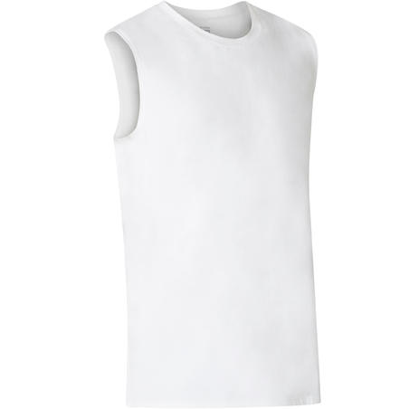 גופייתי כושר ופילאטיס לגברים בגזרה רגילה 500 - לבן