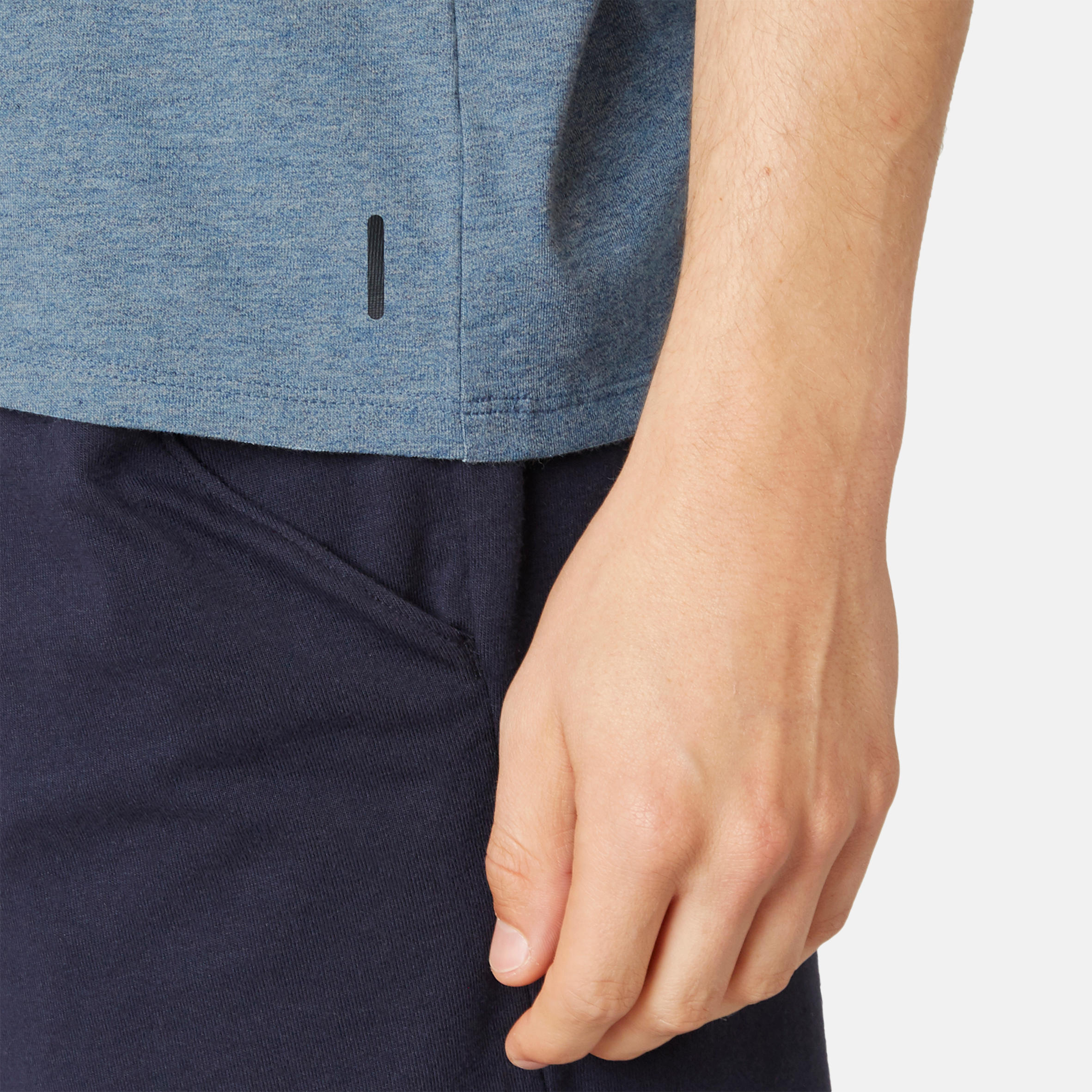 Samarreta Fitness 500 Home Blau Màniga Curta Recta Cotó Coll Rodó 7/14