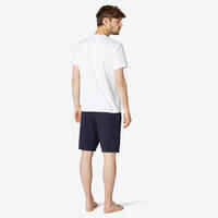 Men's Short-Sleeved Crew Neck Cotton Fitness T-Shirt 500 - Glacier White