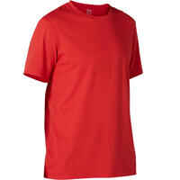 Camiseta fitness manga corta algodón extensible Hombre Domyos rojo