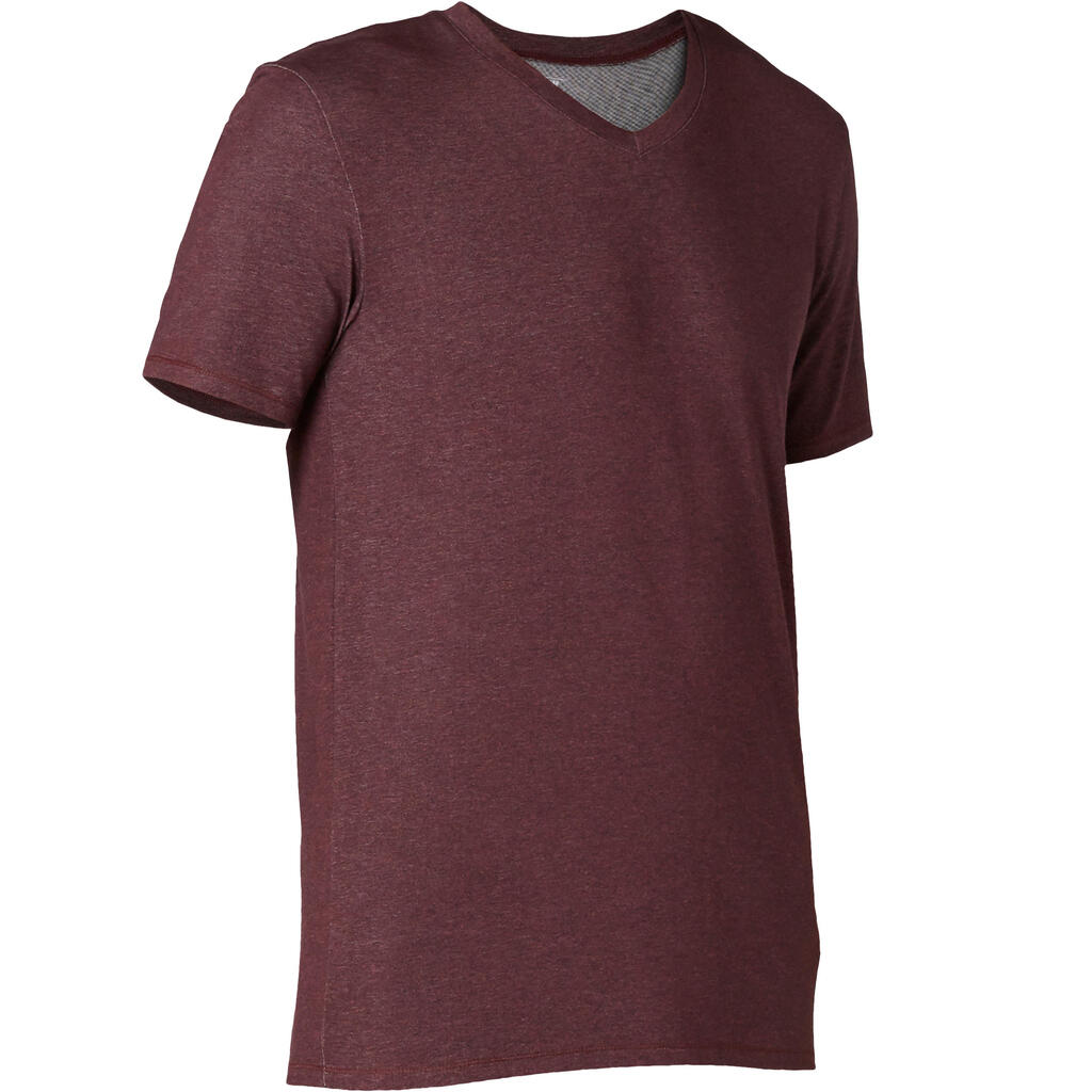 T-Shirt 500 Slim V-Ausschnitt Herren dunkelblau