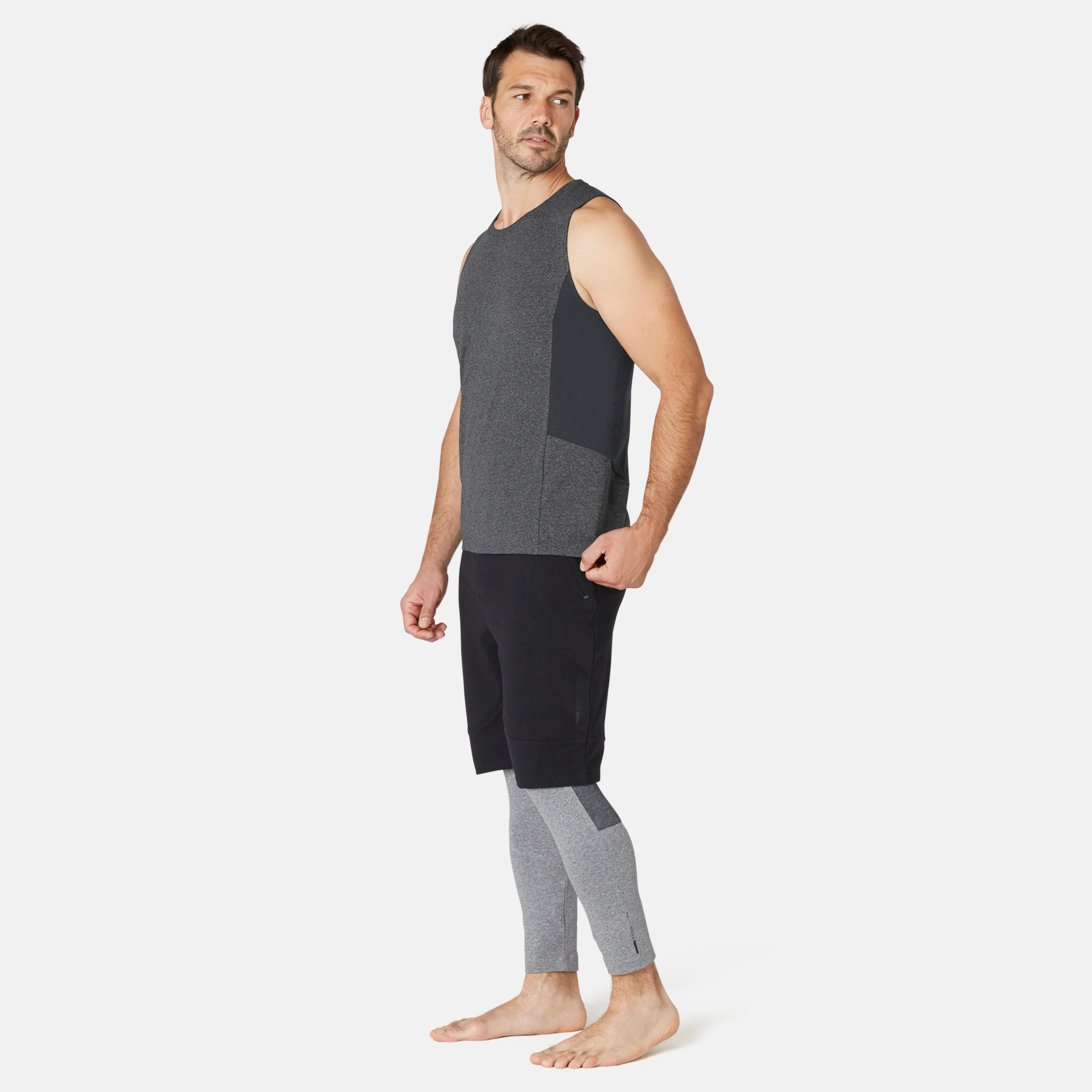 

Men' Gym Tank Top Slim-Fit 900 - Dark Mottled Grey -  By NYAMBA | Decathlon