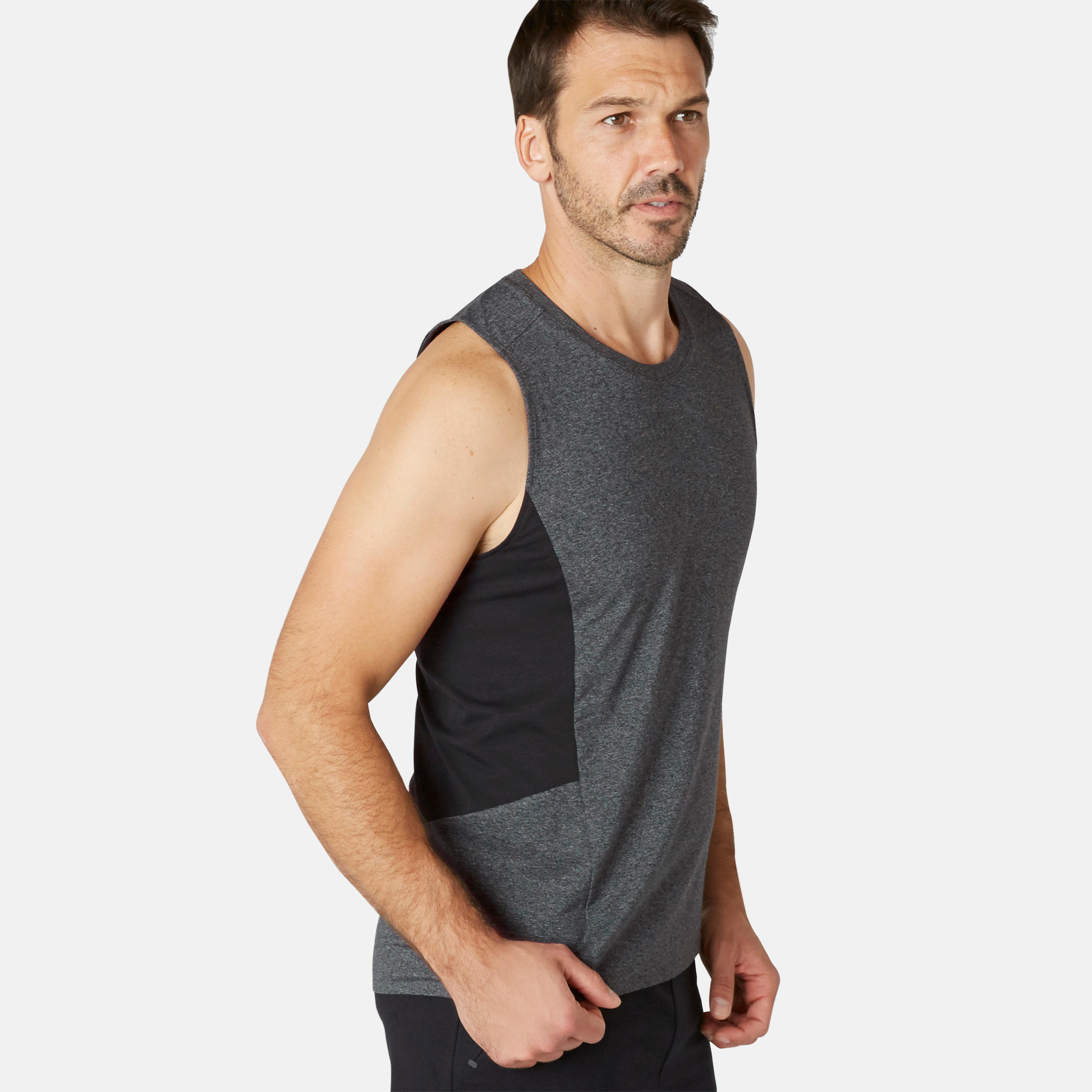 Men's Slim-Fit Tank Top 900 - Dark 