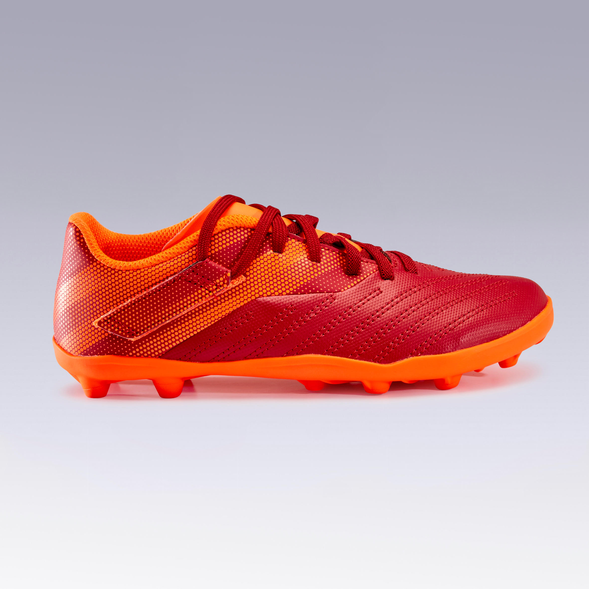 Kids Rip Tab Firm Ground Football Boots Agility 140 FG Burgundy