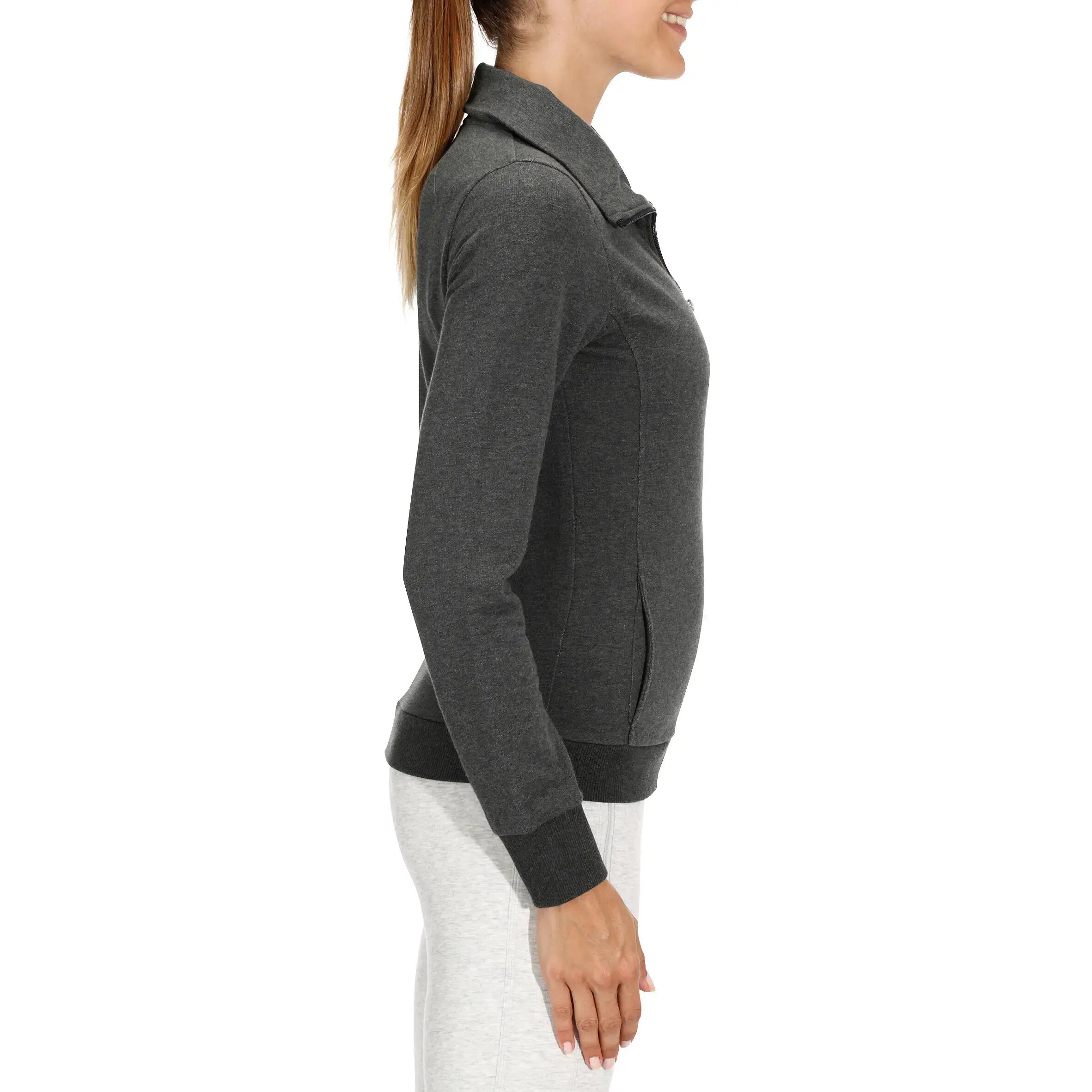 Women's Hoodless Gym & Pilates Jacket - Mottled Dark Grey 3/12