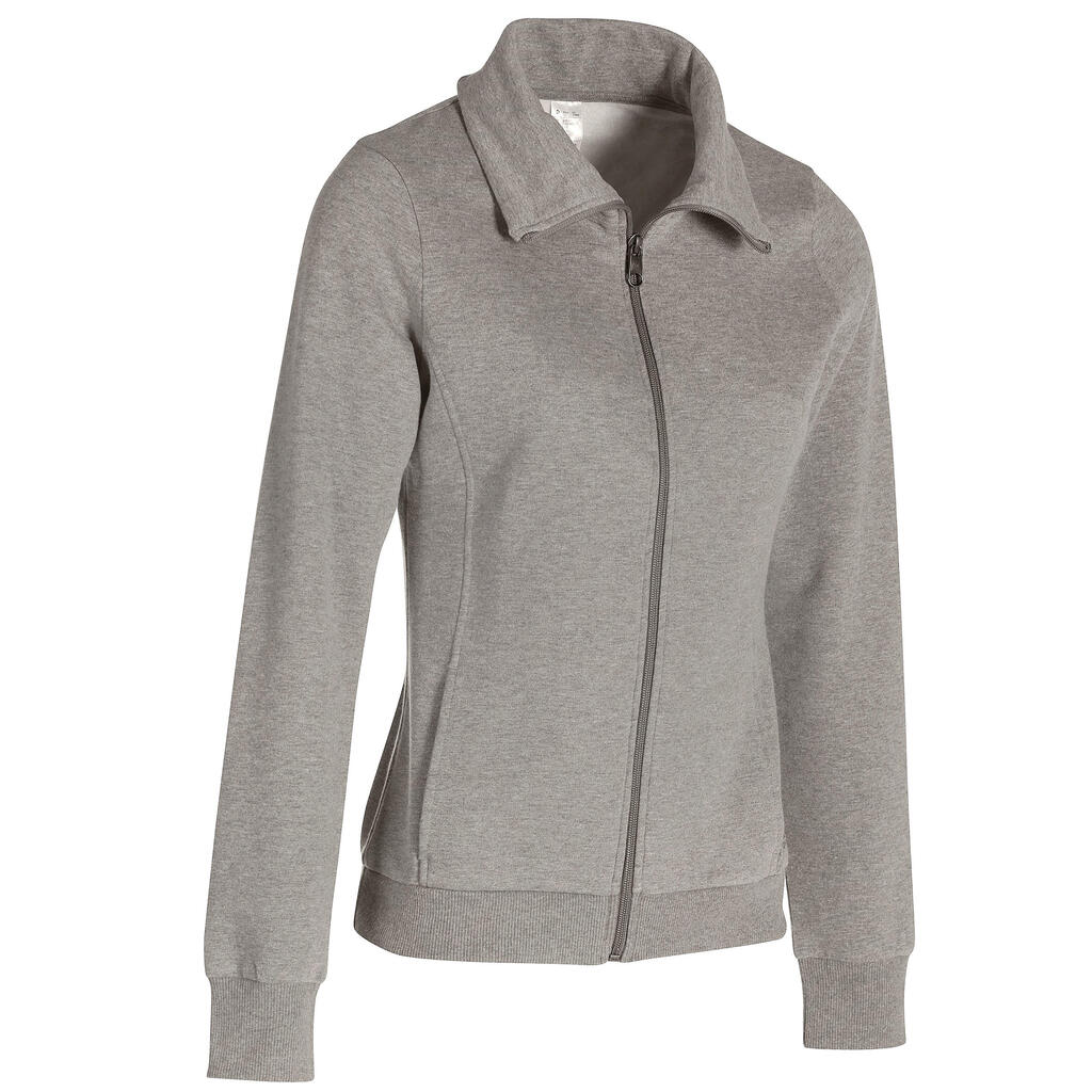 Women's Hoodless Gym & Pilates Jacket - Mottled Dark Grey