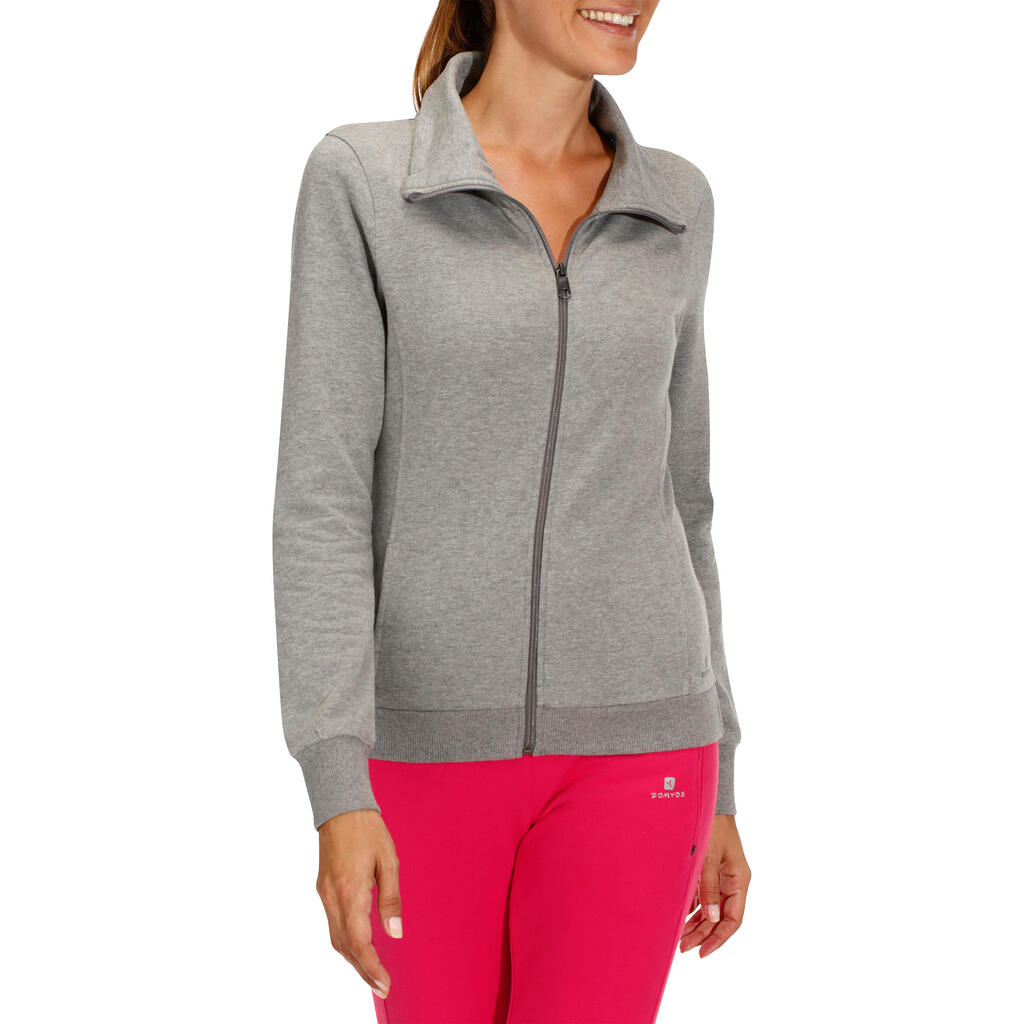 Women's Hoodless Gym & Pilates Jacket - Mottled Dark Grey