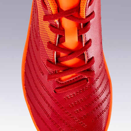 Botas de Fútbol Niños Kipsta Agility 140 HG Burdeos Naranja