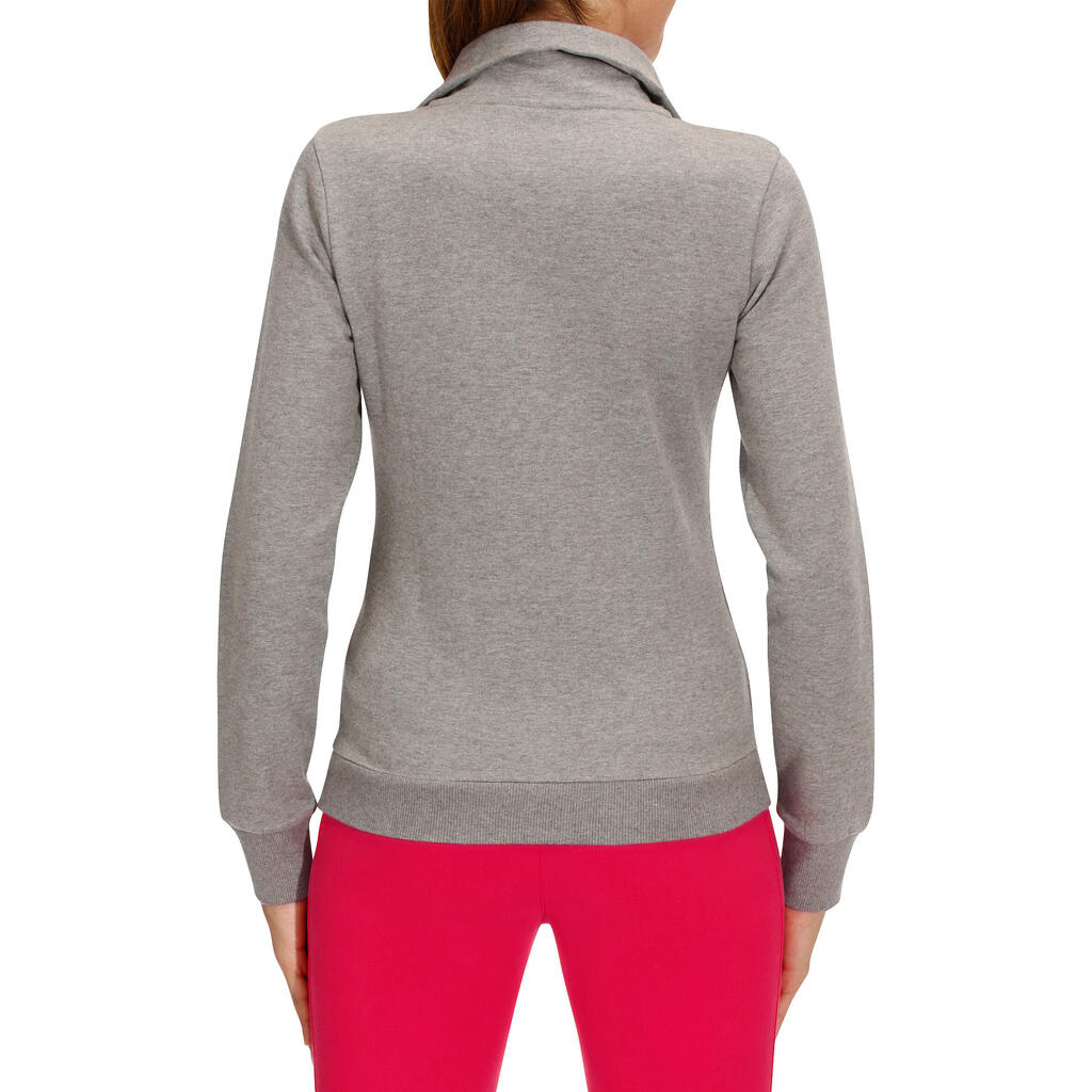 Women's Hoodless Gym & Pilates Jacket - Mottled Dark Grey