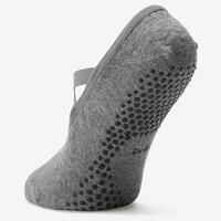 Women's Non-Slip Cotton Ballet Fitness Socks 500 - Grey