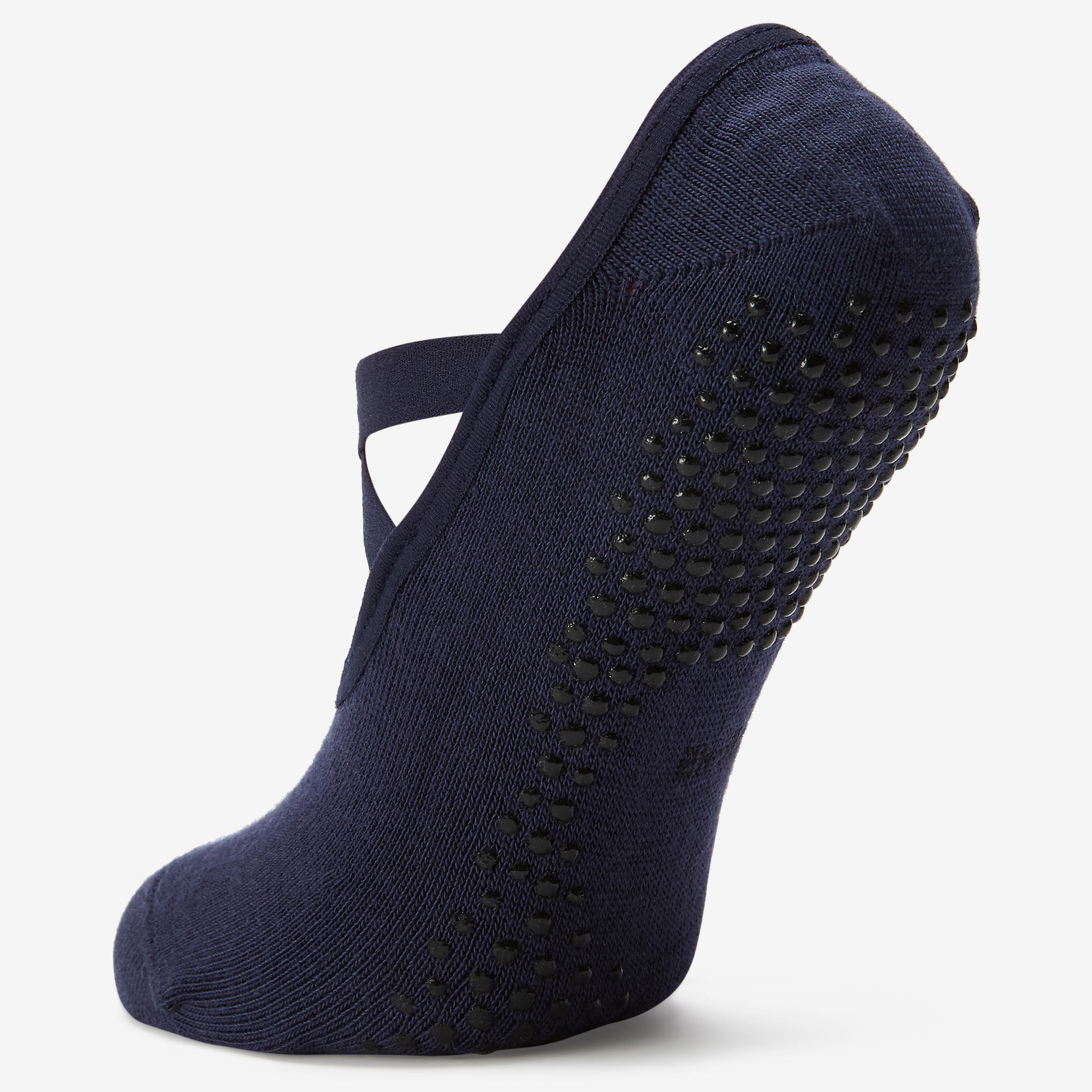Women's Non-Slip Cotton Fitness Ballet Socks 500 - Blue 3/3