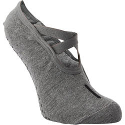 Calcetines antideslizantes Pilates y Yoga Domyos mujer gris
