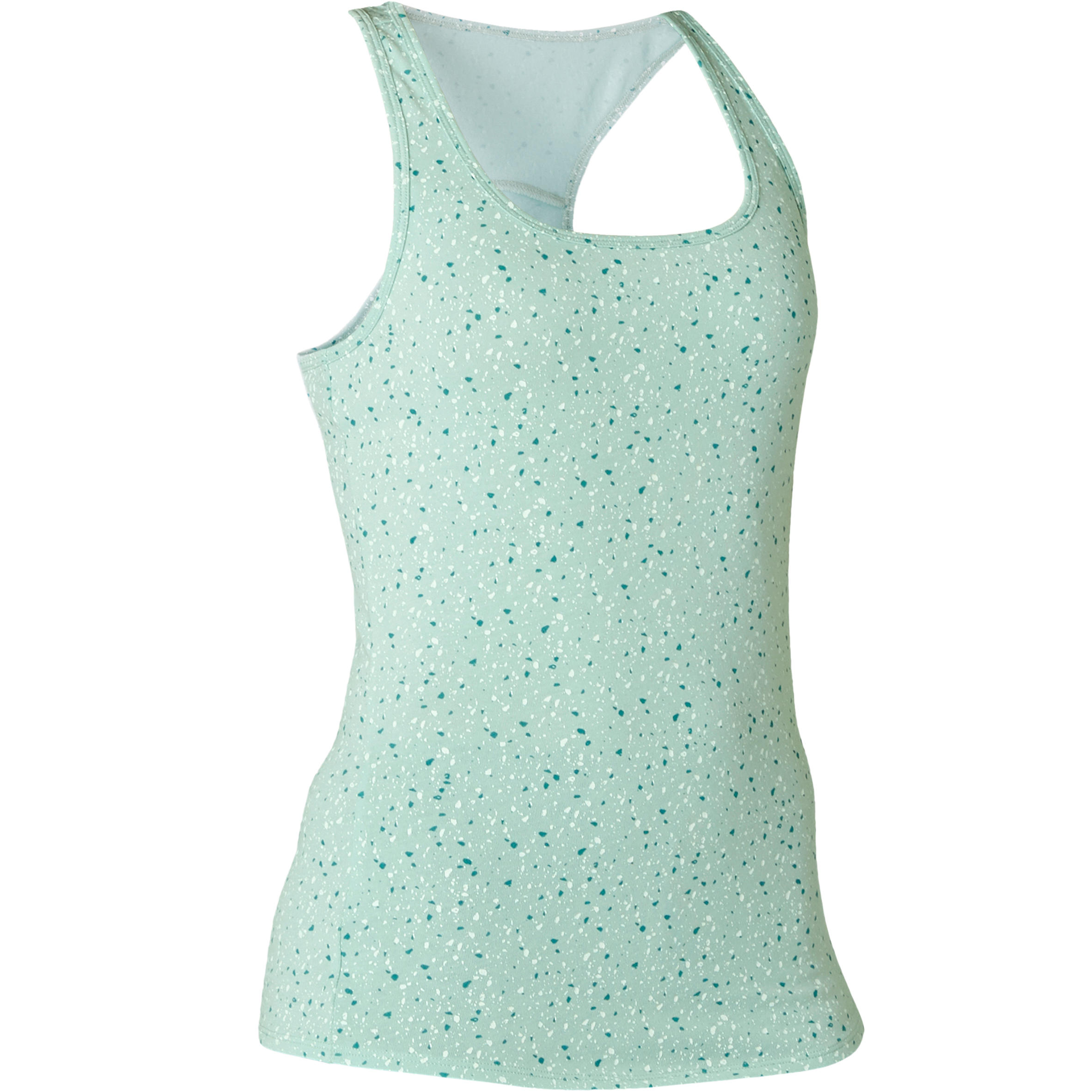 Women's Slim-Fit Racer Back Cotton Fitness Tank Top 500 - Green 7/7
