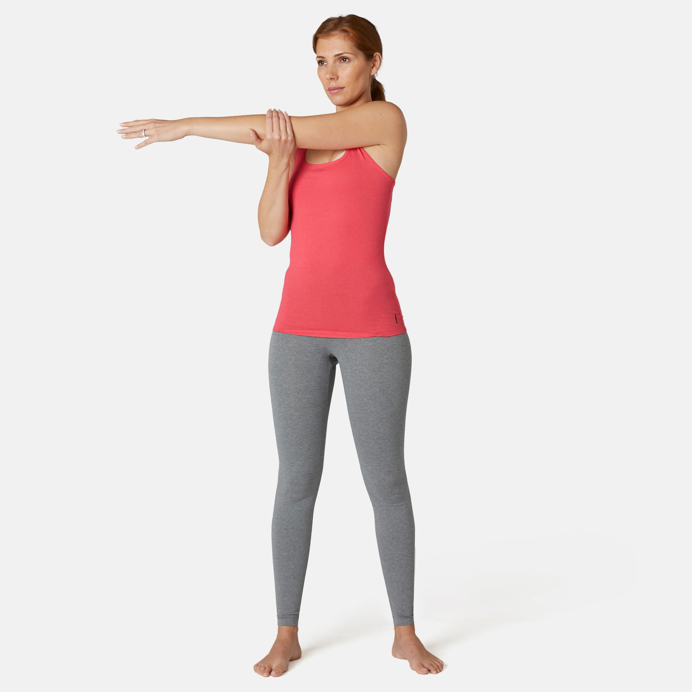 Women's Slim-Fit Racer Back Cotton Fitness Tank Top 500 - Pink 2/7