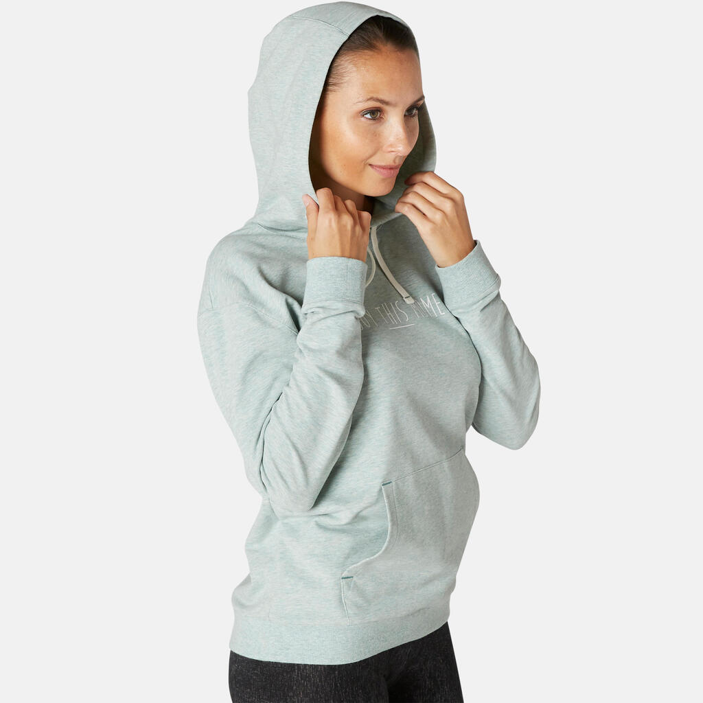 Sweat à capuche Fitness Femme - 500 vert