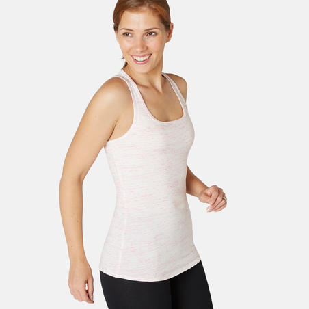 Débardeur Gym Femme 500 Rose Pale Chiné