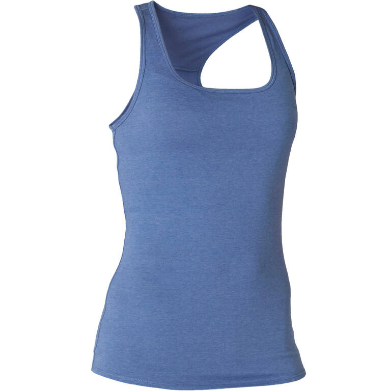 Women's Slim-Fit Racer Back Cotton Fitness Tank Top 500 - Stormy Blue