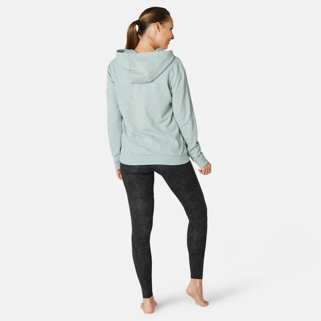 Women's Gym Sweater 500 Light Green Marl