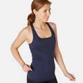 Linne Pilates soft gym 500 Regular Dam marinblå med tryck