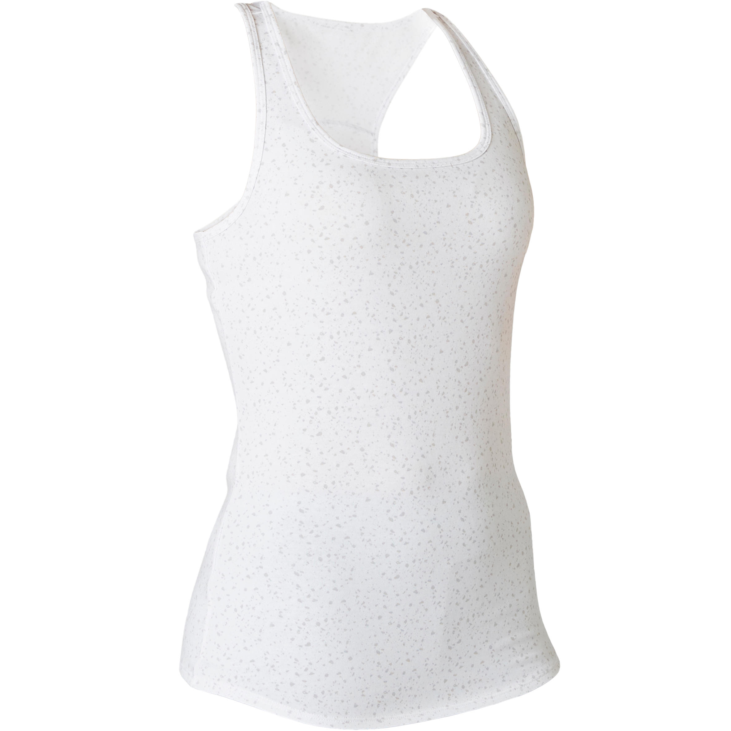 Women's Slim-Fit Racer Back Cotton Fitness Tank Top 500 - White 7/7