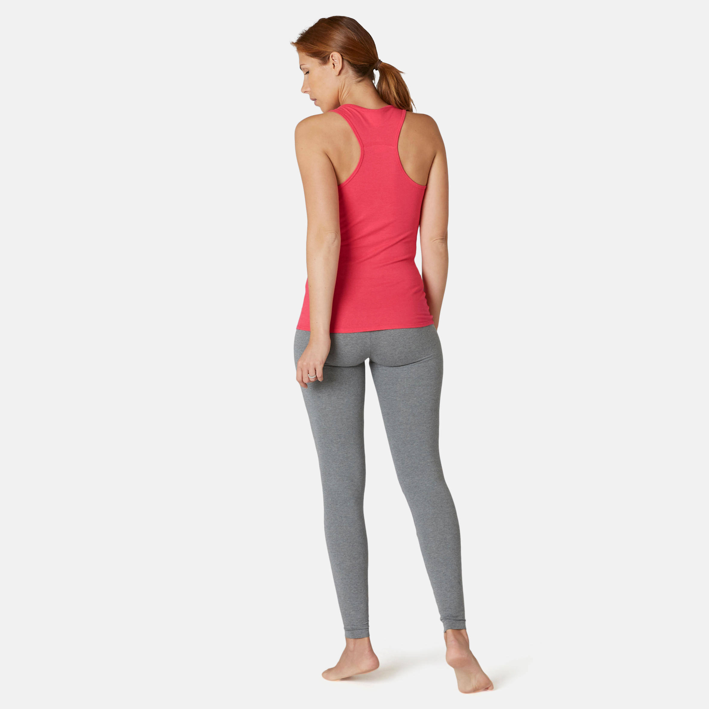 Women's Slim-Fit Racer Back Cotton Fitness Tank Top 500 - Pink 4/7