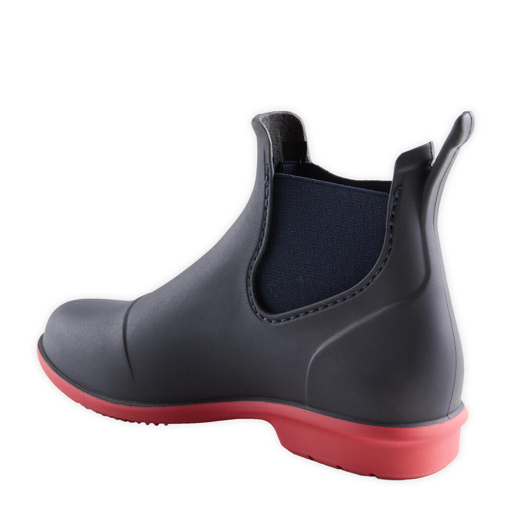 Reitstiefeletten 100 gummi Kinder schwarz/grau