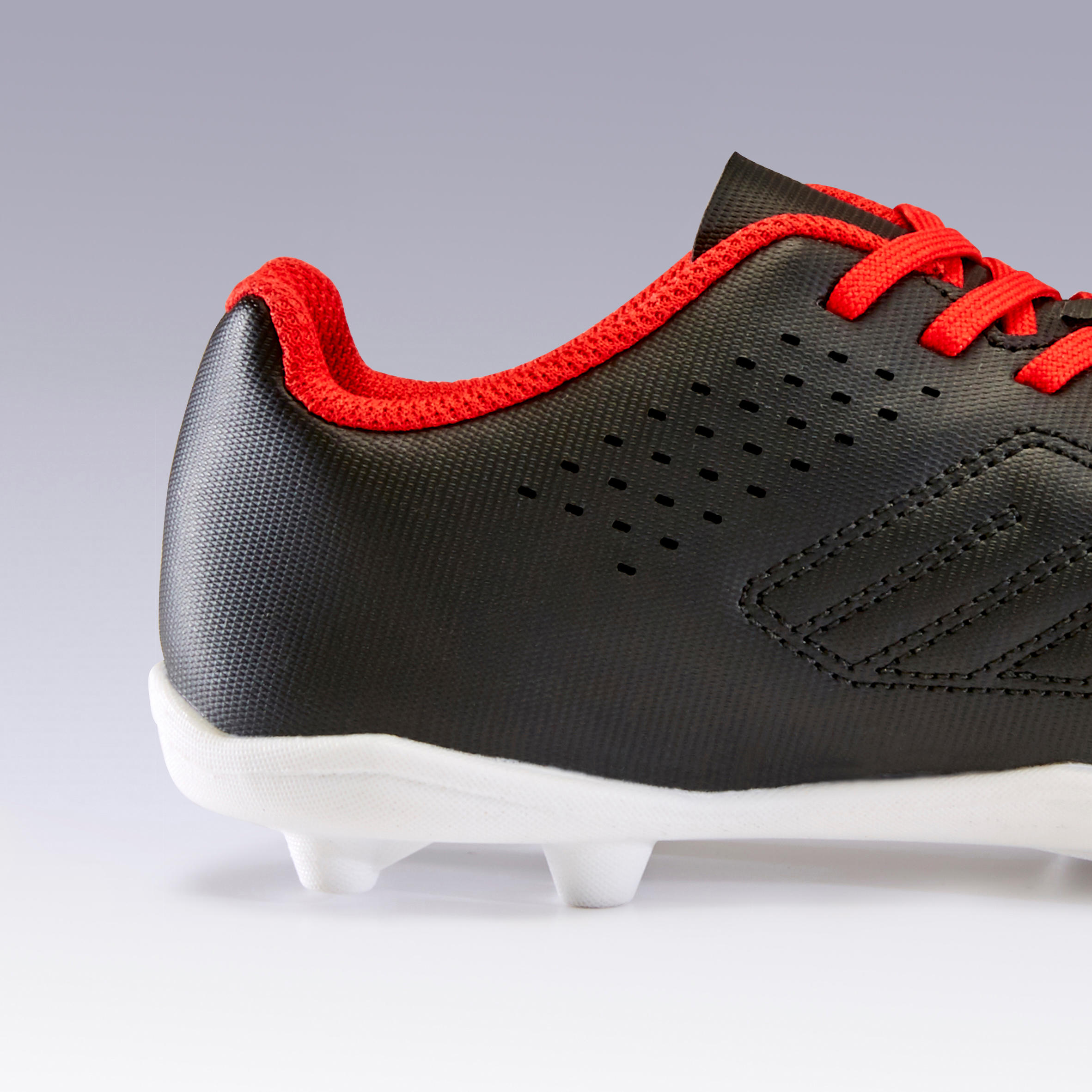 Chaussure de football terrain sec Agility 100 FG noire rouge