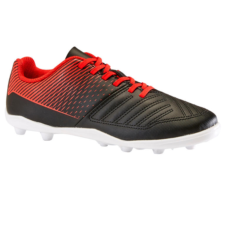 Kids Football Shoes, Agility 100 Grass, Black Red