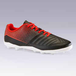 Chaussure de football terrain sec Agility 100 FG noire rouge