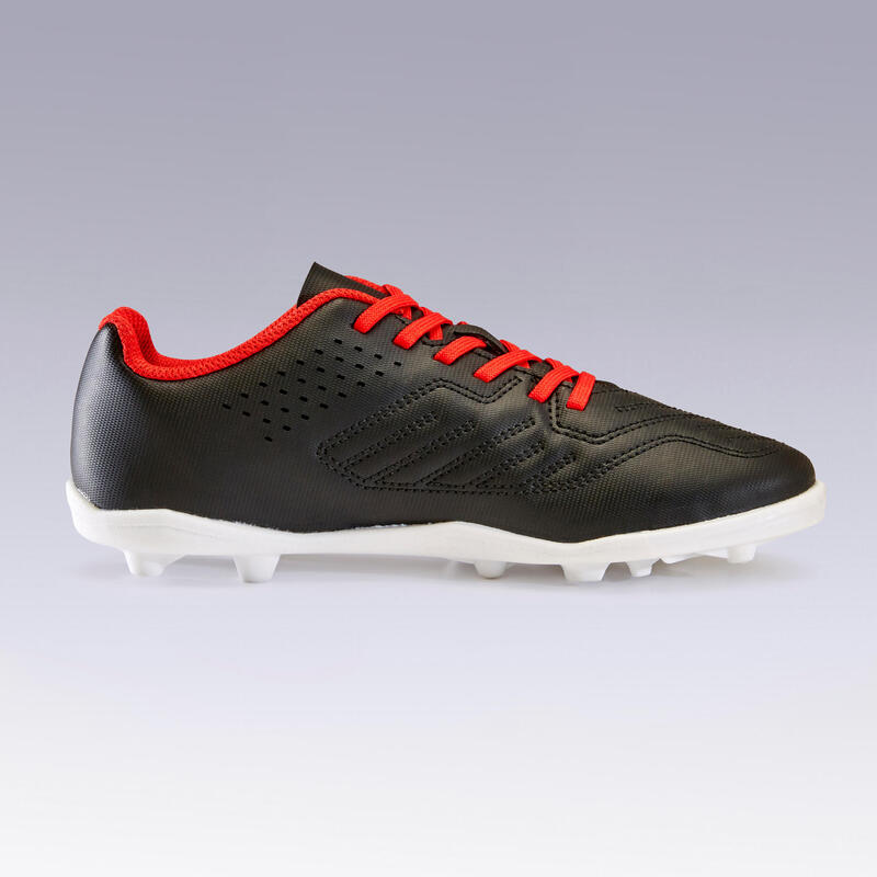 Chaussure de football terrain sec Agility 100 FG noire rouge