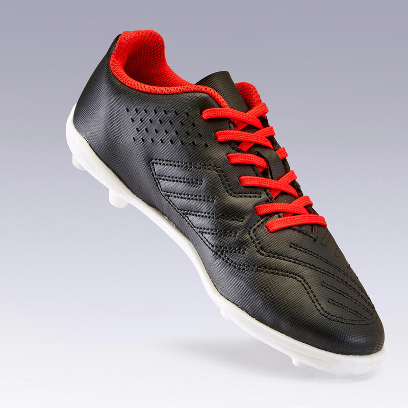 Chaussure de football terrain sec Agility 100 FG noire rouge