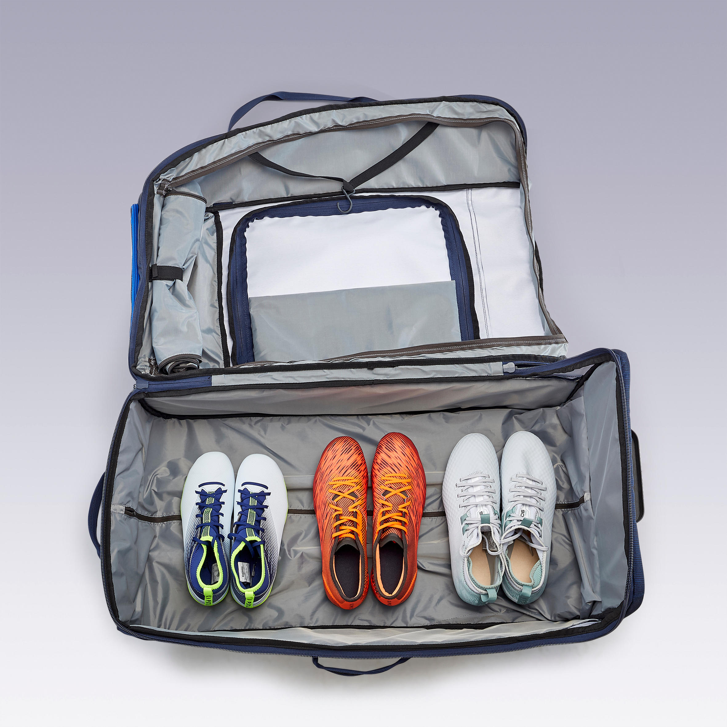 Large football travel suitcase, blue 12/16