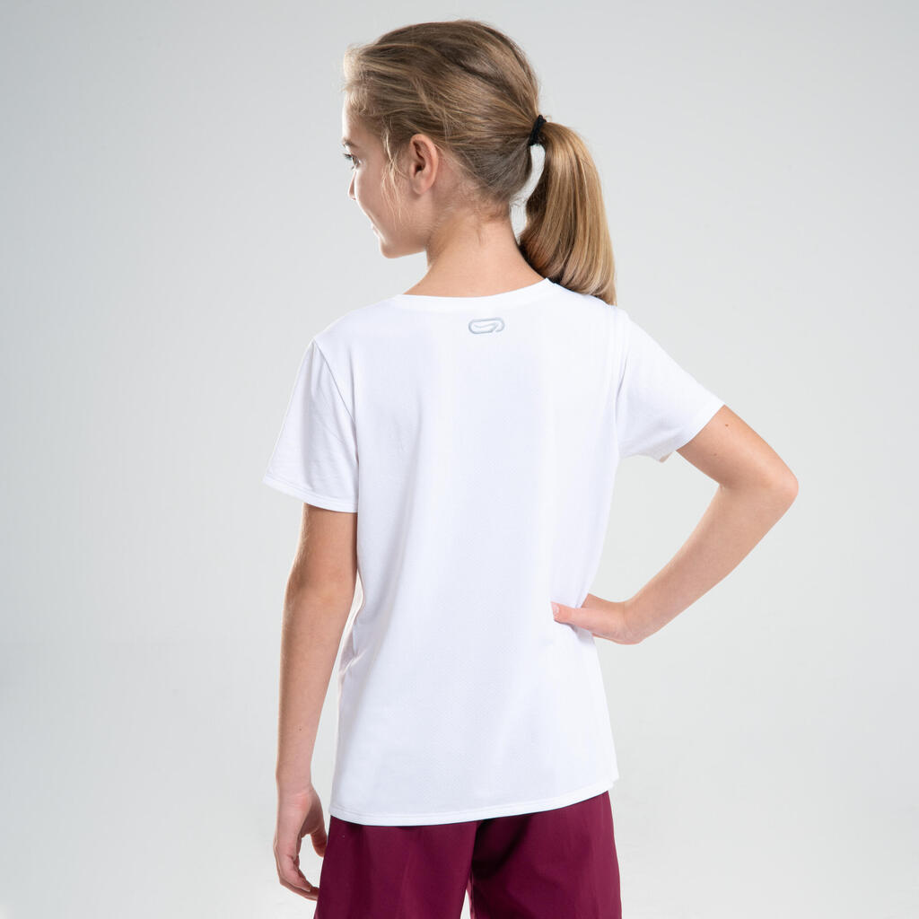 Kids' Breathable Short-Sleeved Athletics T-Shirt AT 100 - White