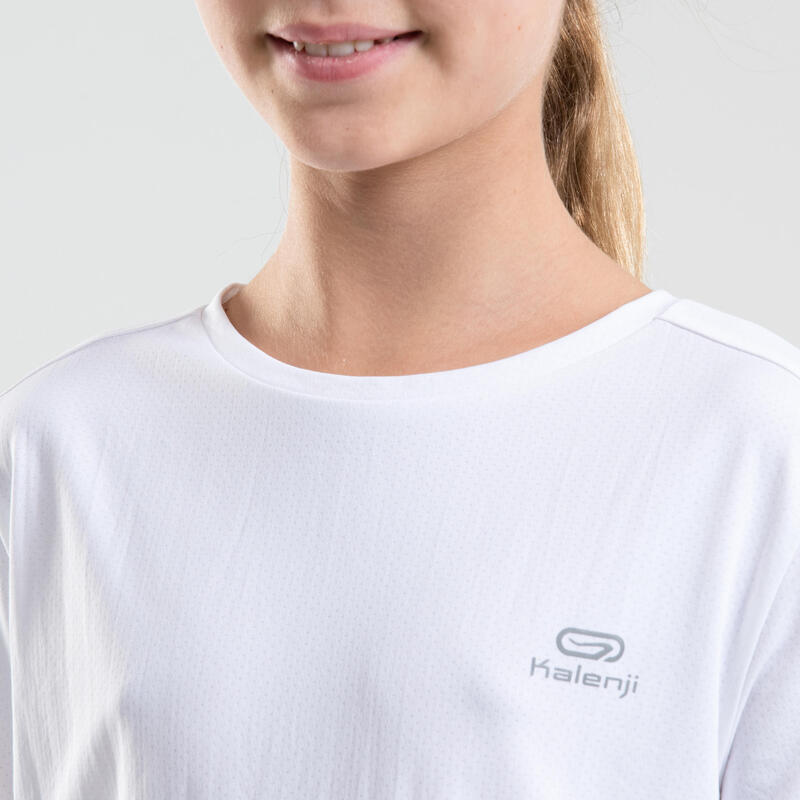 T-Shirt Respirável de Corrida Criança 100 Branco