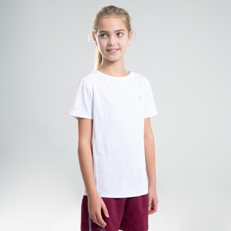 T-shirt de Atletismo de Manga Curta Respirável AT 100 Criança Branco