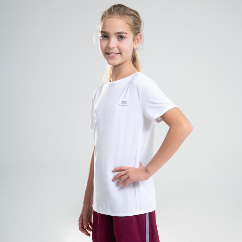 T-shirt de Atletismo de Manga Curta Respirável AT 100 Criança Branco